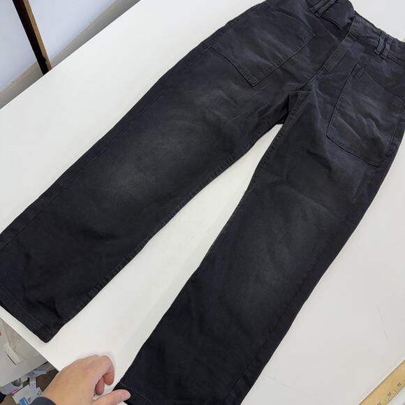 Zara‎ Jeans Womens 6 Black High Rise Straight Leg Utility Patch Pockets Denim - Picture 9 of 9